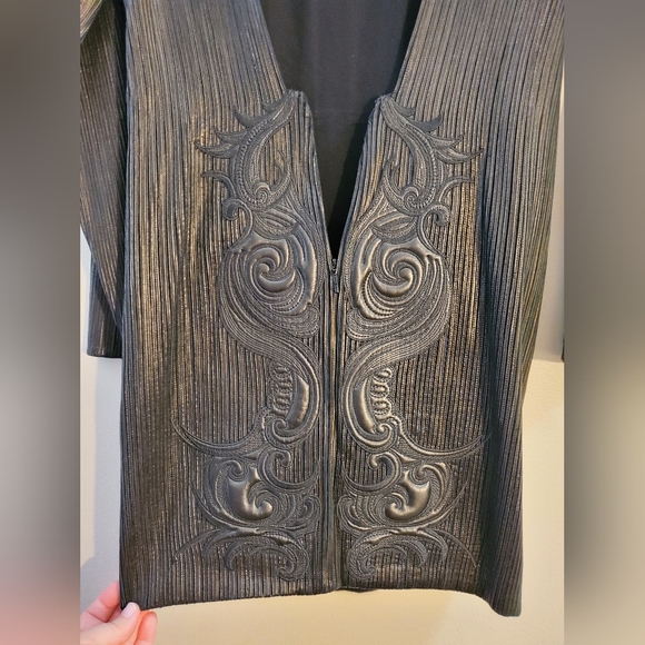 ROBERTO CAVALLI Black Leather Mini Dress Women's Size 44 - Picture 13 of 16